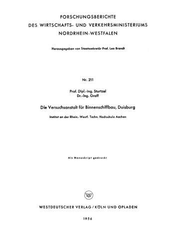 Die Versuchsanstalt für Binnenschiffbau, Duisburg