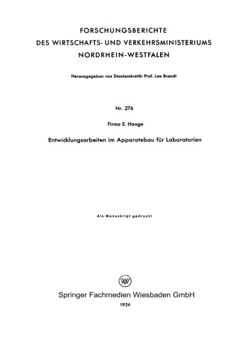 Entwicklungsarbeiten im Apparatebau für Laboratorien