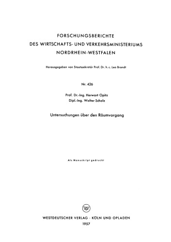 Untersuchungen über den Räumvorgang