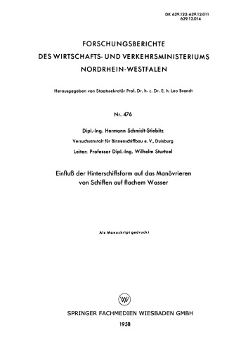 Einfluß der Hinterschiffsform auf das Manövrieren von Schiffen auf flachem Wasser