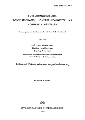 Aufbau und Wirkungsweise einer Magnetbandsteuerung