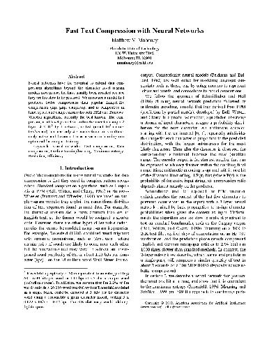 Fast text compression with neural networks