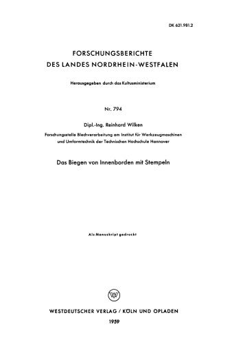 Das Biegen von Innenborden mit Stempeln