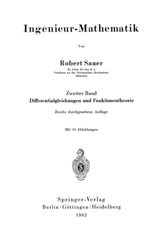 Ingenieur-Mathematik: Zweiter Band Differentialgleichungen und Funktionentheorie