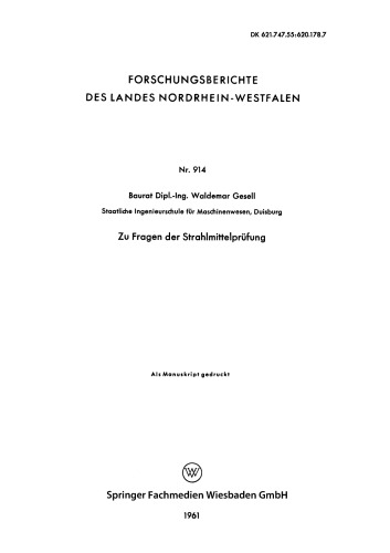 Zu Fragen der Strahlmittelprüfung