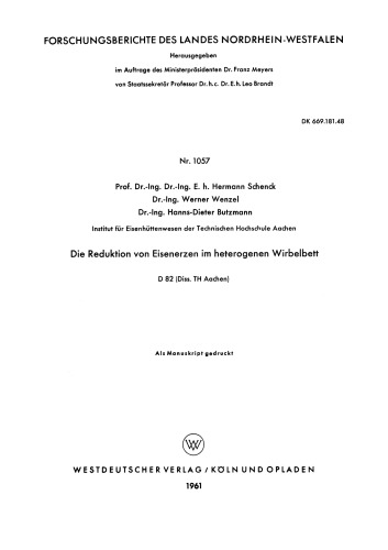 Die Reduktion von Eisenerzen im heterogenen Wirbelbett