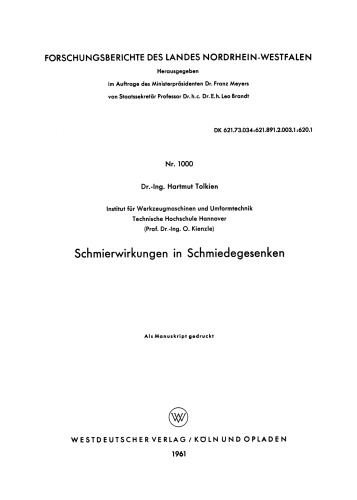 Schmierwirkungen in Schmiedegesenken