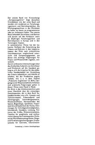 Grundzüge der Zerspanungslehre: Theorie und Praxis der Zerspanung für Bau und Betrieb von Werkzeugmaschinen Zweiter Band Mehrschneidige Zerspanung (Stirnfräsen, Bohren)