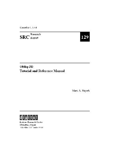 Obliq-3D tutorial and reference manual