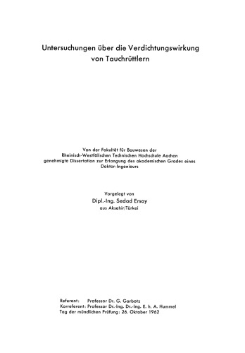 Untersuchungen über die Verdichtungswirkung von Tauchrüttlern