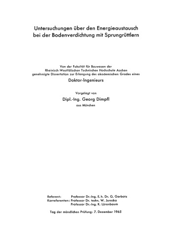 Untersuchungen über den Energieaustausch bei der Bodenverdichtung mit Sprungrüttlern