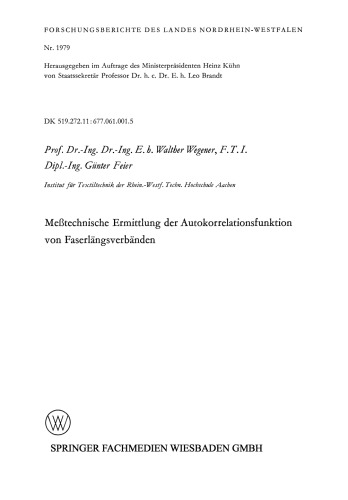 Meßtechnische Ermittlung der Autokorrelationsfunktion von Faserlängsverbänden