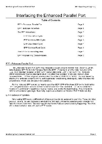Interfacing the enhanced parallel port