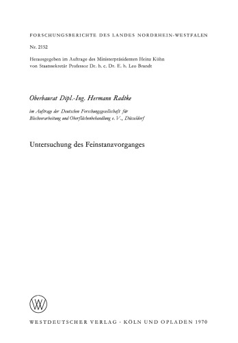 Untersuchung des Feinstanzvorganges