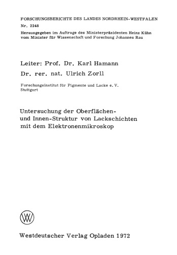 Untersuchung der Oberflächen- und Innen-Struktur von Lackschichten mit dem Elektronenmikroskop