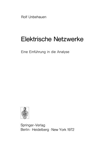 Elektrische Netzwerke: Eine Einführung in die Analyse