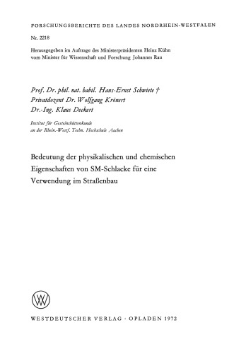 Bedeutung der physikalischen und chemischen Eigenschaften von SM-Schlacke für eine Verwendung im Straßenbau