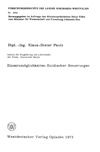 Einsatzmöglichkeiten fluidischer Steuerungen