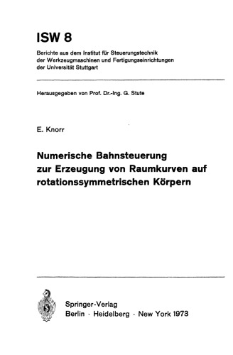 Numerische Bahnsteuerung zur Erzeugung von Raumkurven auf rotationssymmetrischen Körpern