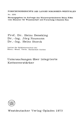 Untersuchungen über integrierte Kettenverstärker