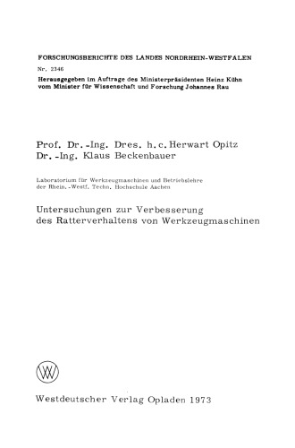 Untersuchungen zur Verbesserung des Ratterverhaltens von Werkzeugmaschinen