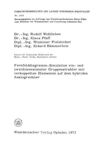 Fernfelddiagramm-Simulation ein- und zweidimensionaler Gruppenstrahler mit verkoppelten Elementen auf dem hybriden Analogrechner