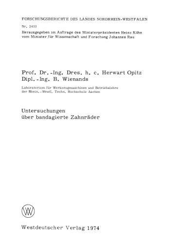 Untersuchungen über bandagierte Zahnräder