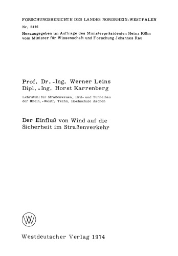 Der Einfluß von Wind auf die Sicherheit im Straßenverkehr