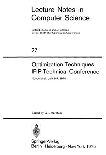 Optimization Techniques IFIP Technical Conference Novosibirsk, July 1–7, 1974