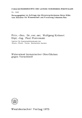Widerstand keramischer Oberflächen gegen Verschleiß