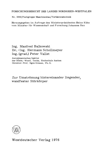 Zur Umströmung hintereinander liegender, wandfester Störkörper