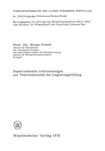 Experimentelle Untersuchungen zur Thermodynamik der Legierungsbildung