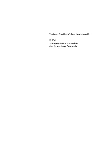 Mathematische Methoden des Operations Research: Eine Einführung
