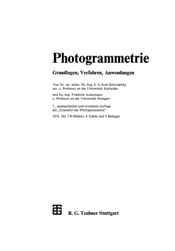 Photogrammetrie: Grundlagen, Verfahren, Anwendungen