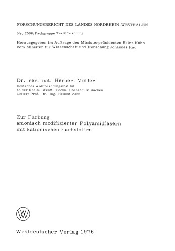 Zur Färbung anionisch modifizierter Polyamidfasern mit kationischen Farbstoffen