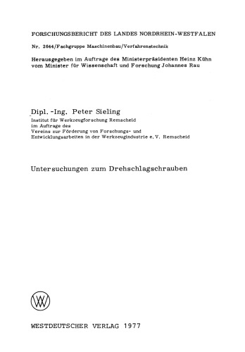 Untersuchungen zum Drehschlagschrauben