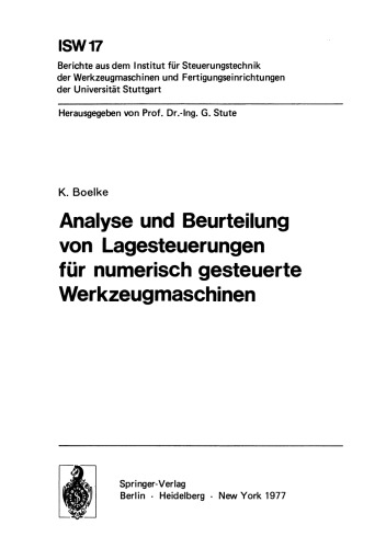 Analyse und Beurteilung von Lagesteuerungen für numerisch gesteuerte Werkzeugmaschinen