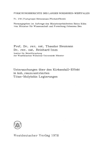 Untersuchungen über den Kirkendall-Effekt in kub. raumzentrierten Titan-Molybdän Legierungen