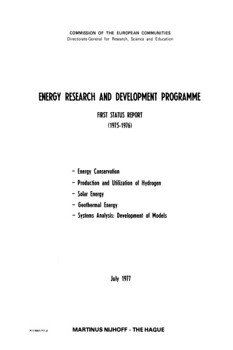 Energy Research and Development Programme: First Status Report (1975–1976)