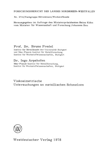 Viskosimetrische Untersuchungen an metallischen Schmelzen