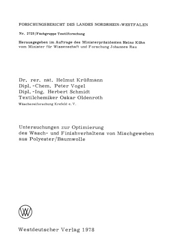 Untersuchungen zur Optimierung des Wasch- und Finishverhaltens von Mischgeweben aus Polyester/Baumwolle