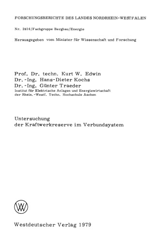 Untersuchung der Kraftwerkreserve im Verbundsystem