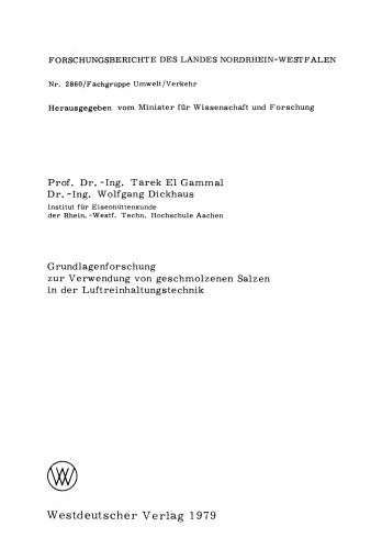 Grundlagenforschung zur Verwendung von geschmolzenen Salzen in der Luftreinhaltungstechnik