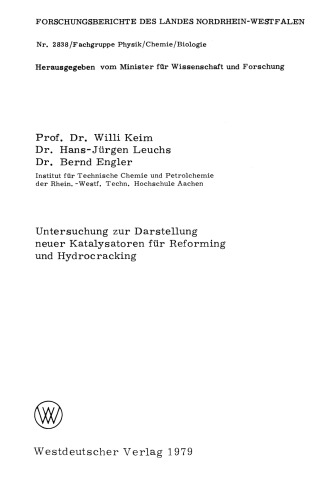 Untersuchung zur Darstellung neuer Katalysatoren für Reforming und Hydrocracking