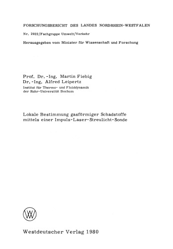 Lokale Bestimmung gasförmiger Schadstoffe mittels einer Impuls-Laser-Streulicht-Sonde