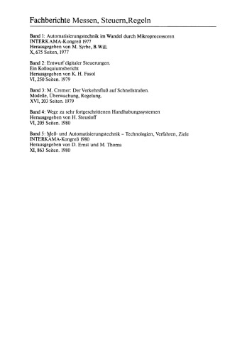 Meß- und Automatisierungstechnik: Technologien, Verfahren, Ziele INTERKAMA-Kongreß 1980