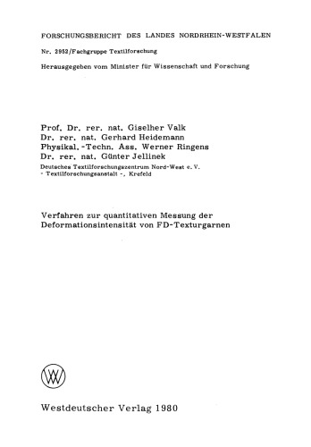 Verfahren zur quantitativen Messung der Deformationsintensität von FD-Texturgarnen