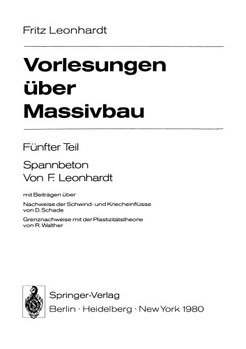 Vorlesungen über Massivbau: Fünter Teil: Spannbeton
