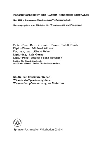Studie zur kontinuierlichen Wasserstoffgewinnung durch Wasserdampfzersetzung an Metallen