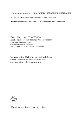Messung der Zylinderformabweichung durch Abtastung der Mantellinie entlang einer Schraubenlinie